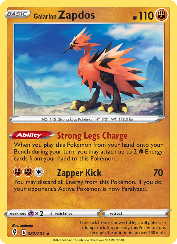 Galarian Zapdos Holo Rare (82/203) swsh7