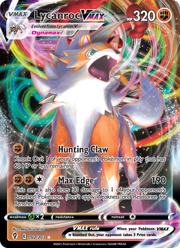 Lycanroc VMAX Holo Rare VMAX (92/203) swsh7