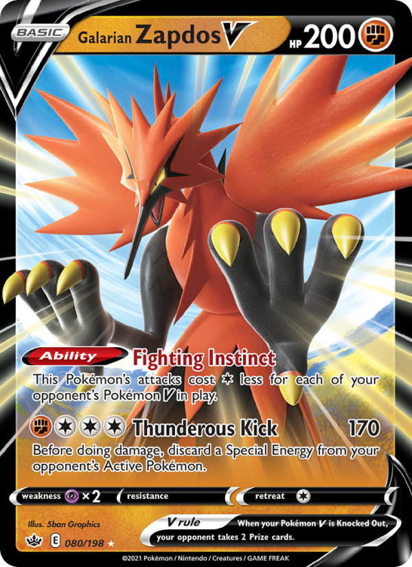 Galarian Zapdos V Holo Rare V (80/198) swsh6