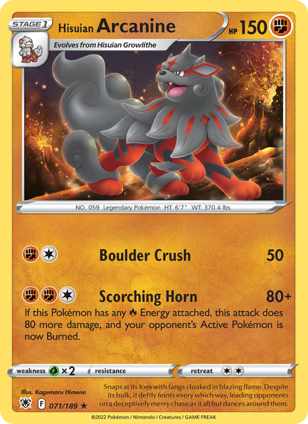 Hisuian Arcanine Rare (071/189) swsh10