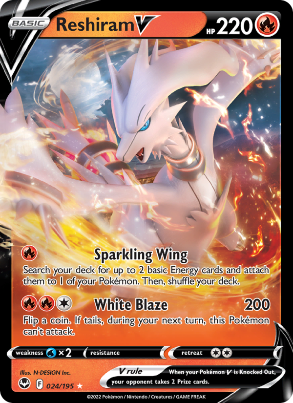 Reshiram V Holo Rare V (024/195) swsh12