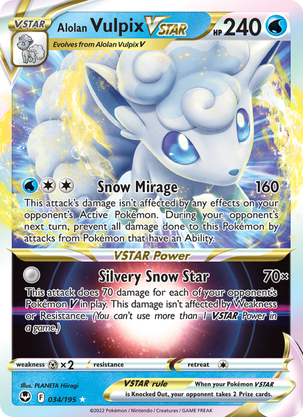 Alolan Vulpix VSTAR Holo Rare VSTAR (034/195) swsh12