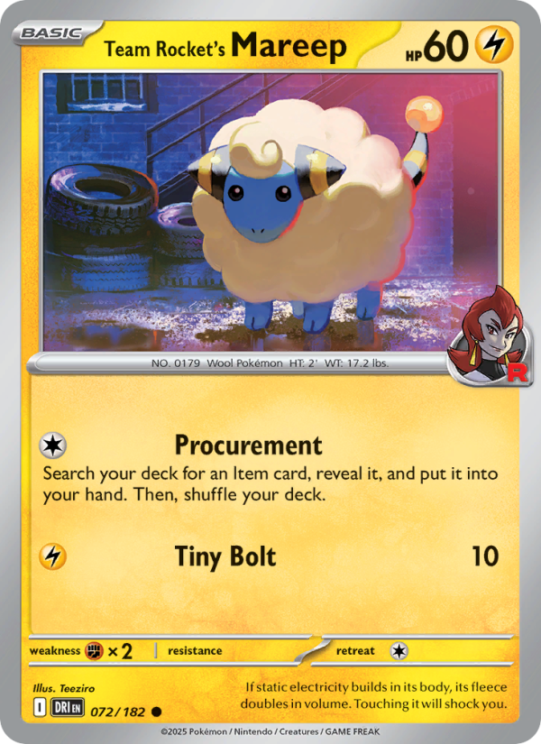Team Rocket's Mareep Common (072/182) sv10