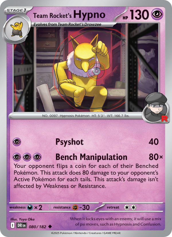 Team Rocket's Hypno Uncommon (080/182) sv10