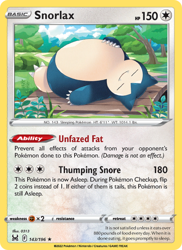Snorlax Holo Rare (143/196) swsh11
