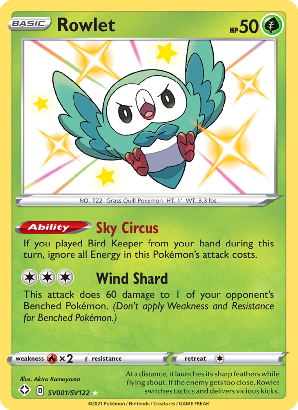 Rowlet Shiny rare (SV001/72) swsh4.5