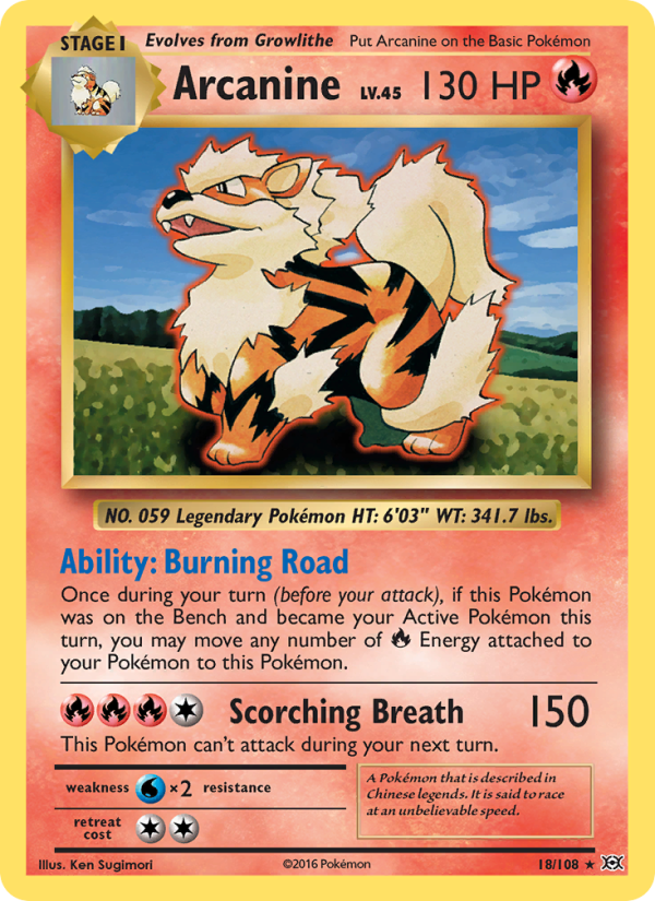 Arcanine Rare (18/108) xy12