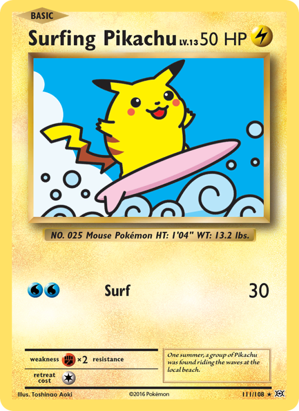 Surfing Pikachu Secret Rare (111/108) xy12