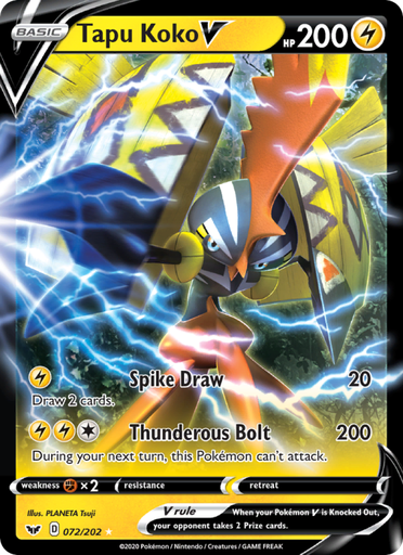 [swsh1-72] Tapu Koko V Holo Rare V (72/202) swsh1