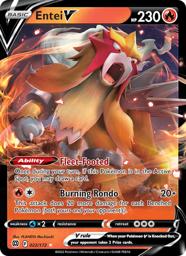 [swsh9-022] Entei V Holo Rare V (022/172) swsh9