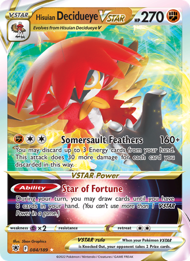 [swsh10-084] Hisuian Decidueye VSTAR Holo Rare VSTAR (084/189) swsh10